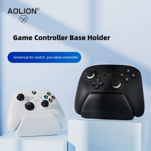 Controller stand holding a gamepad upright on a desk